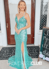 Venus | Green Dresses Prom Long Mermaid With Sequin Lace - Up Back - Green - PromDressClub